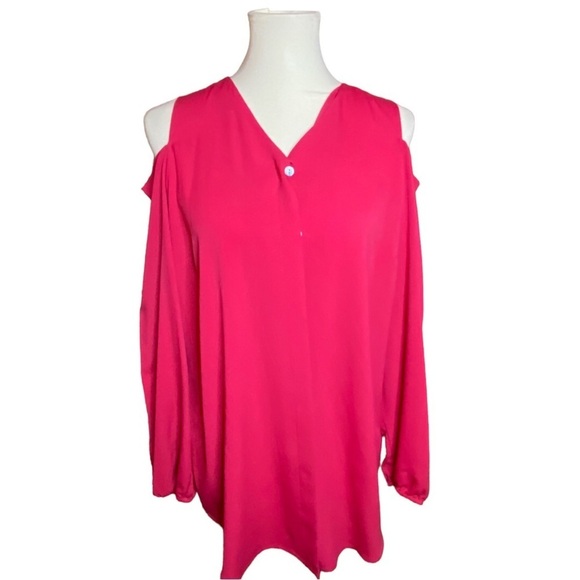 LiKE NEW! Chico’s Hot Pink Cold Shoulder - Picture 1 of 5